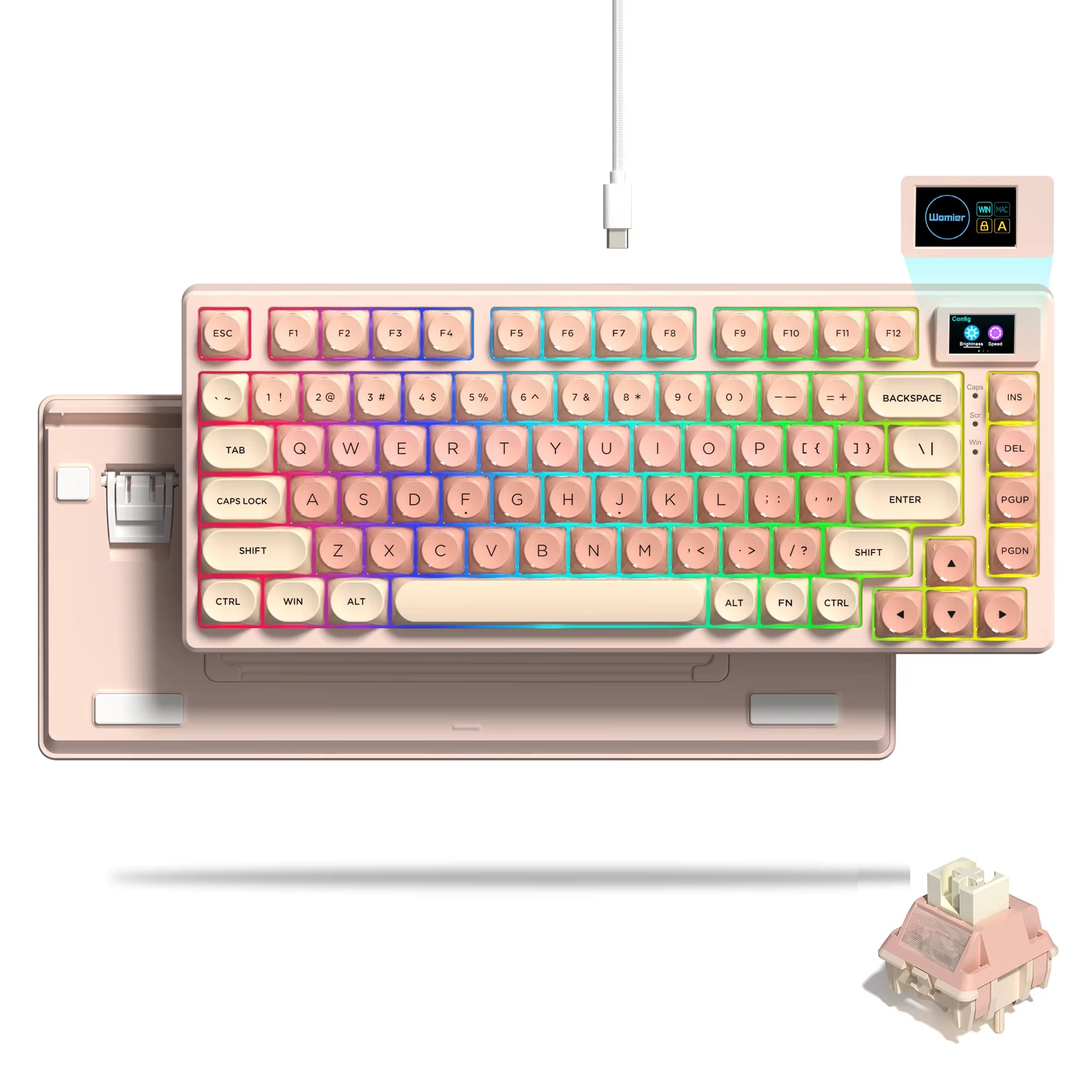 S-K80 75% Keyboard with Color OLED Display Mechanical Gaming Keyboard Hot Swap Keyboard Gasket Mount RGB Custom Keyboard