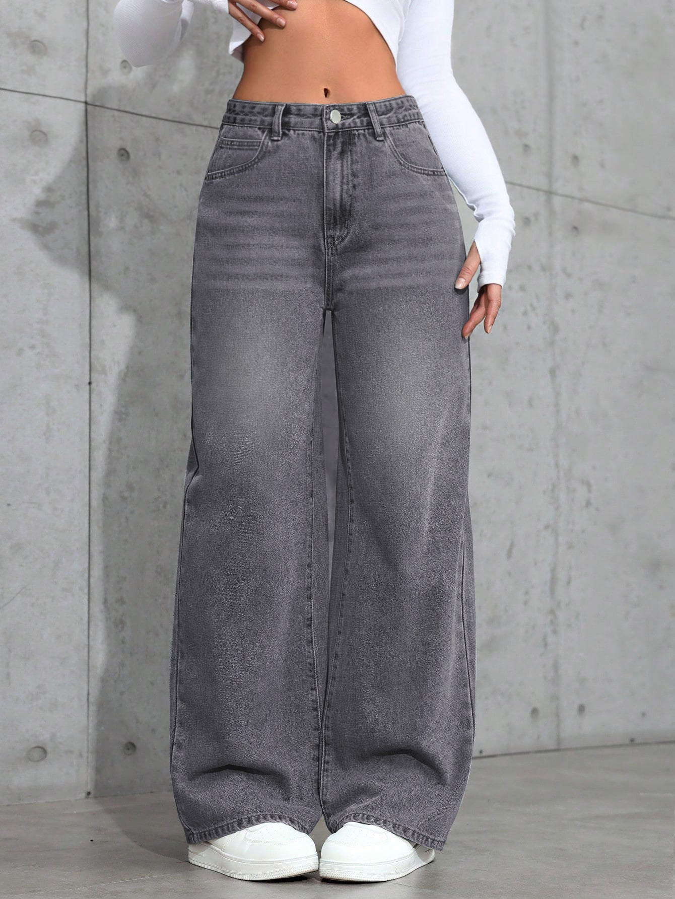 Washed Wide-leg Jeans
