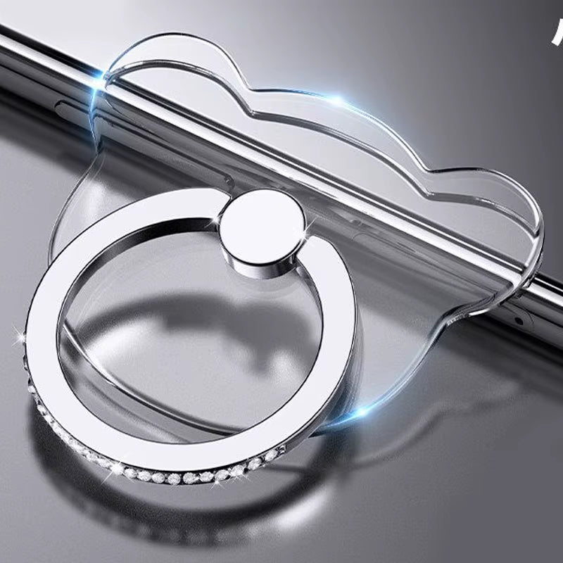 Transparent Cell Phone Ring Holder Stand 360°Degree Rotation Clear Finger Grip Kickstand Compatible Iphone Xiaomi for Phone Case
