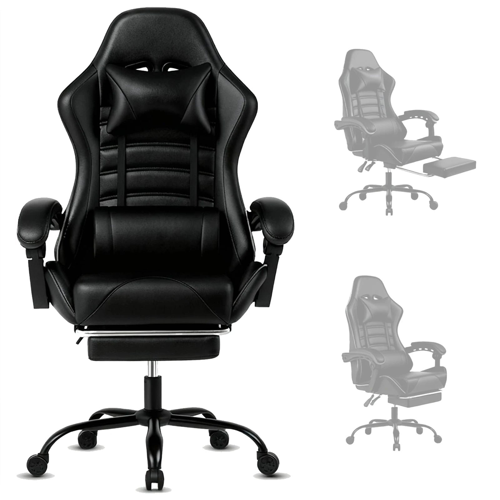 Ergonomic Gaming Chair with Footrest, Racing Style Video Game Chair for Adults, Reclining Gamer Chair Office Chair