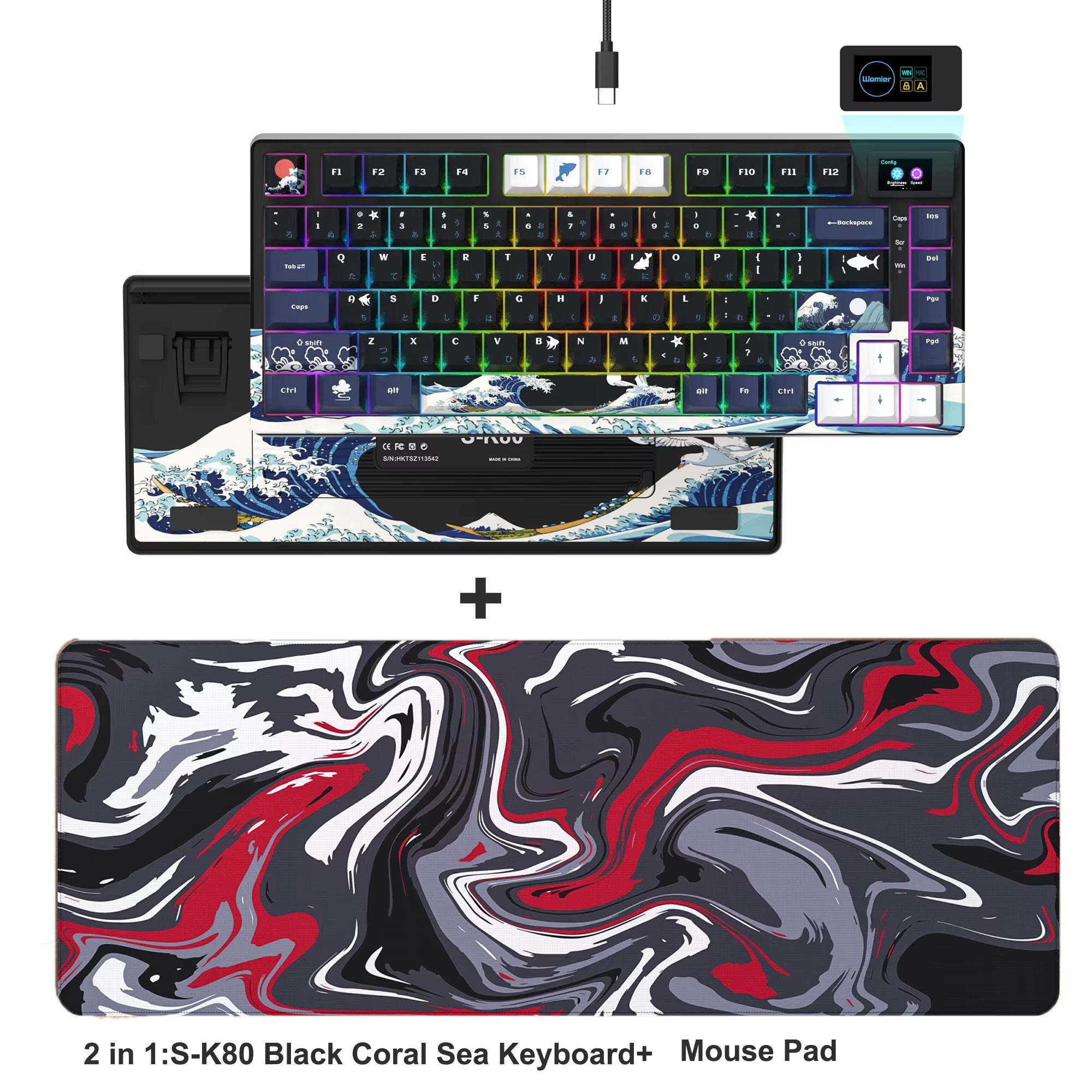 S-K80 75% Keyboard with Color OLED Display Mechanical Gaming Keyboard Hot Swap Keyboard Gasket Mount RGB Custom Keyboard