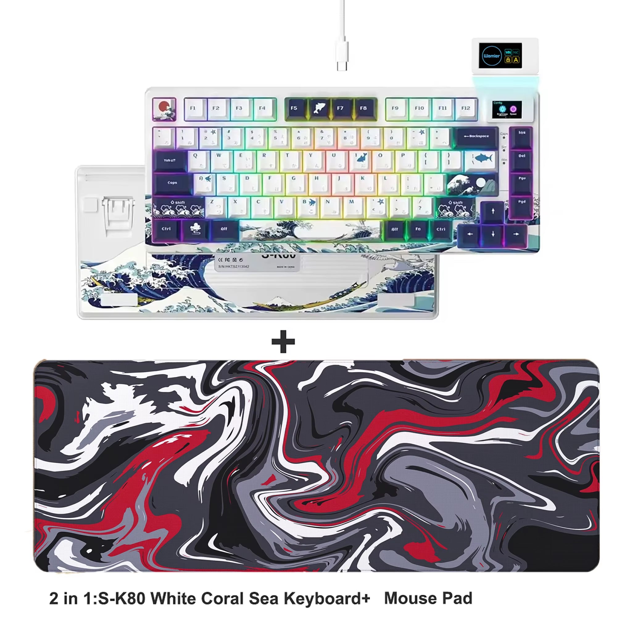 S-K80 75% Keyboard with Color OLED Display Mechanical Gaming Keyboard Hot Swap Keyboard Gasket Mount RGB Custom Keyboard