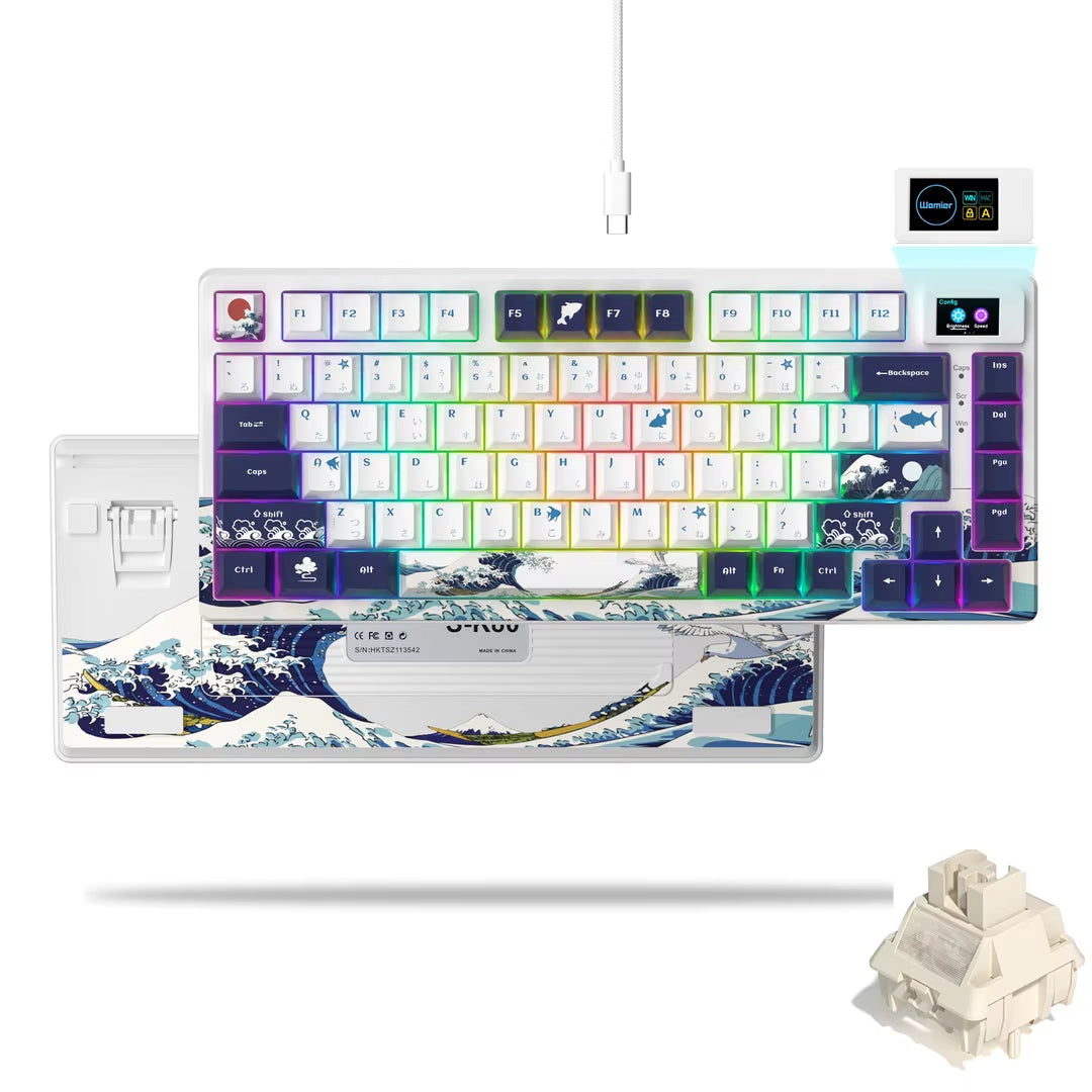 S-K80 75% Keyboard with Color OLED Display Mechanical Gaming Keyboard Hot Swap Keyboard Gasket Mount RGB Custom Keyboard