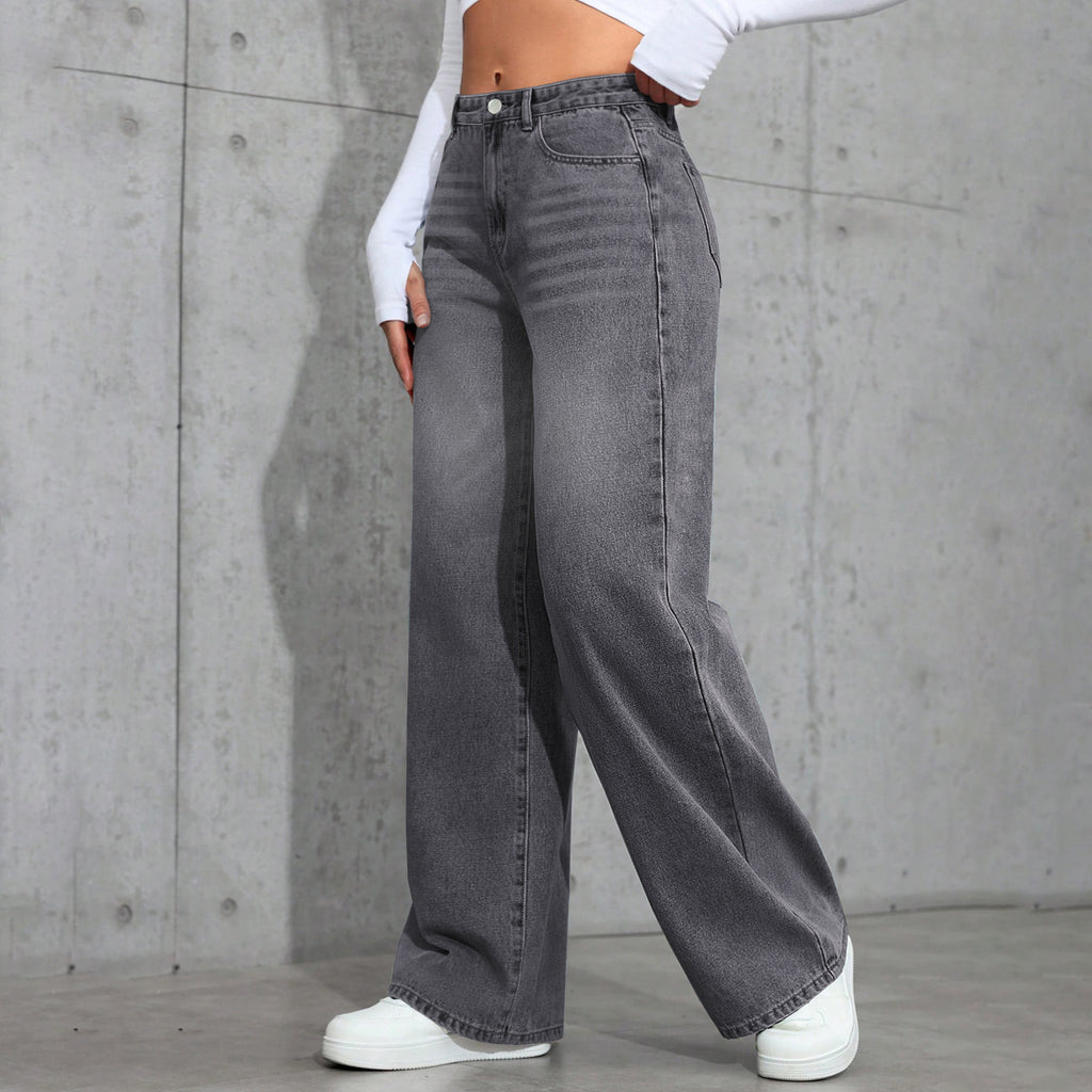 Washed Wide-leg Jeans
