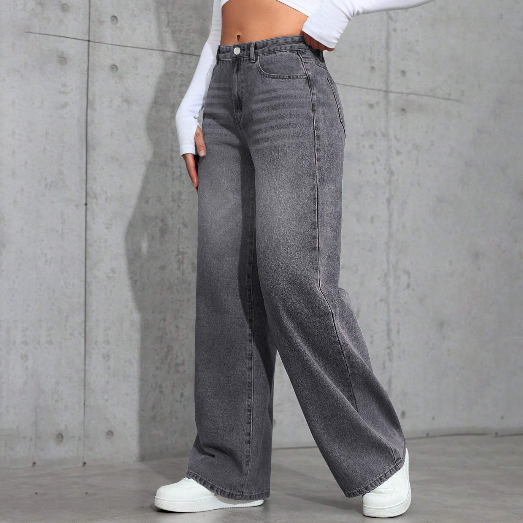 Washed Wide-leg Jeans