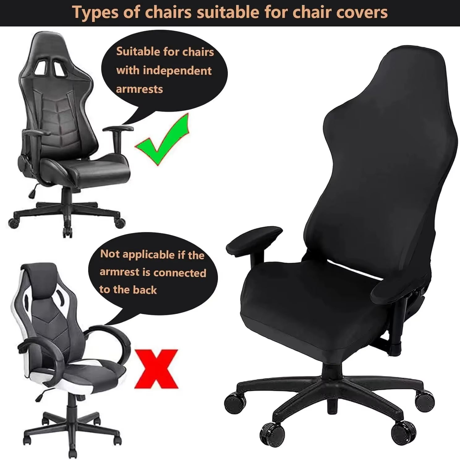 Gaming Chair Cover-Gaming Chair Seat Cover 4Pc/Set Gaming Chair Covers Stretchable with Armrest Covers/Chair Back Covers/Chair S