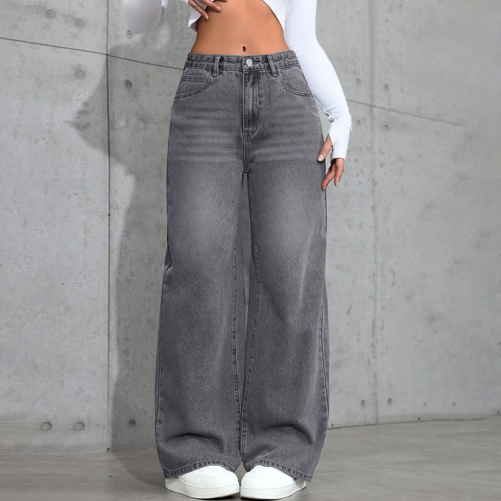 Washed Wide-leg Jeans