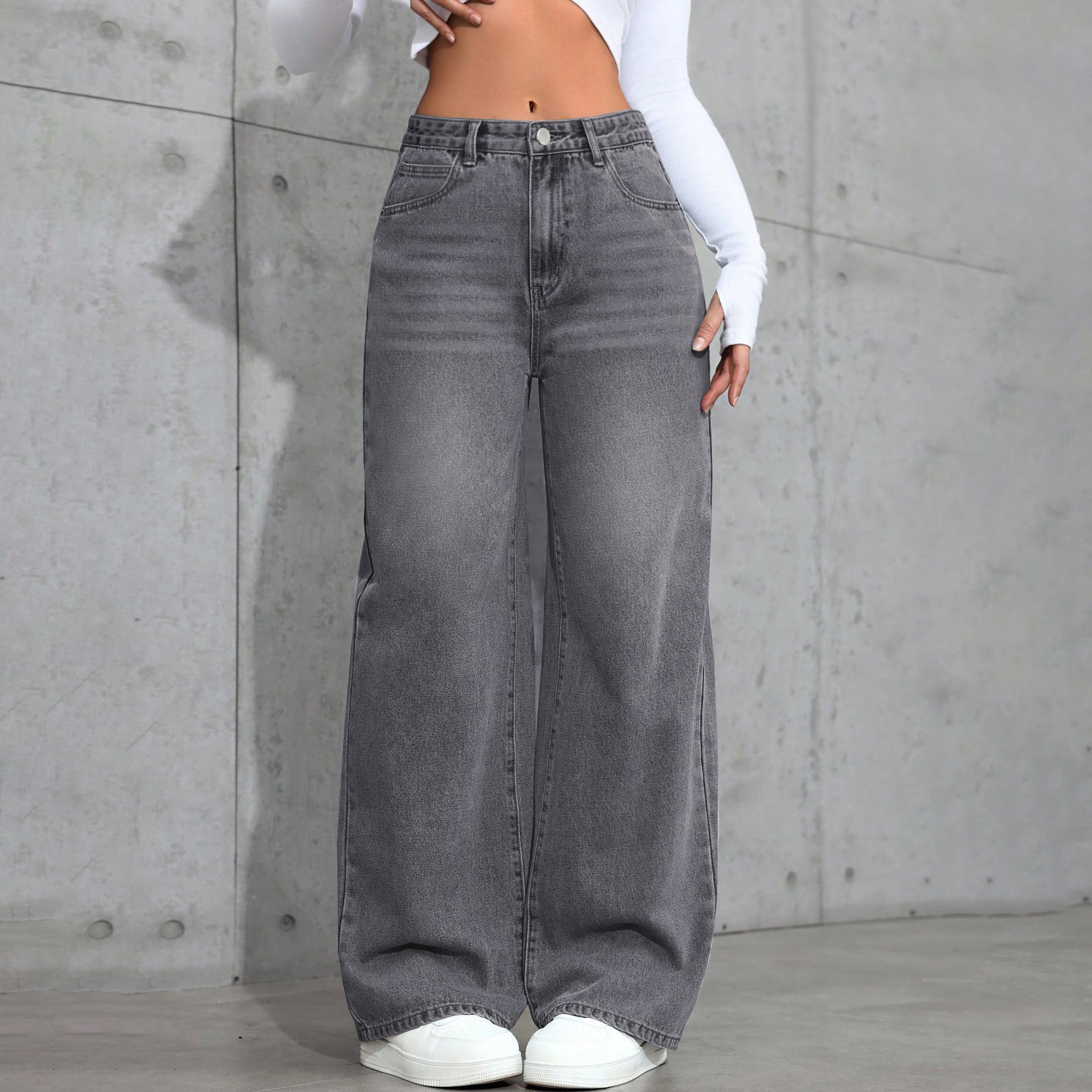 Washed Wide-leg Jeans