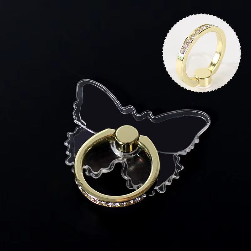 Transparent Cell Phone Ring Holder Stand 360°Degree Rotation Clear Finger Grip Kickstand Compatible Iphone Xiaomi for Phone Case