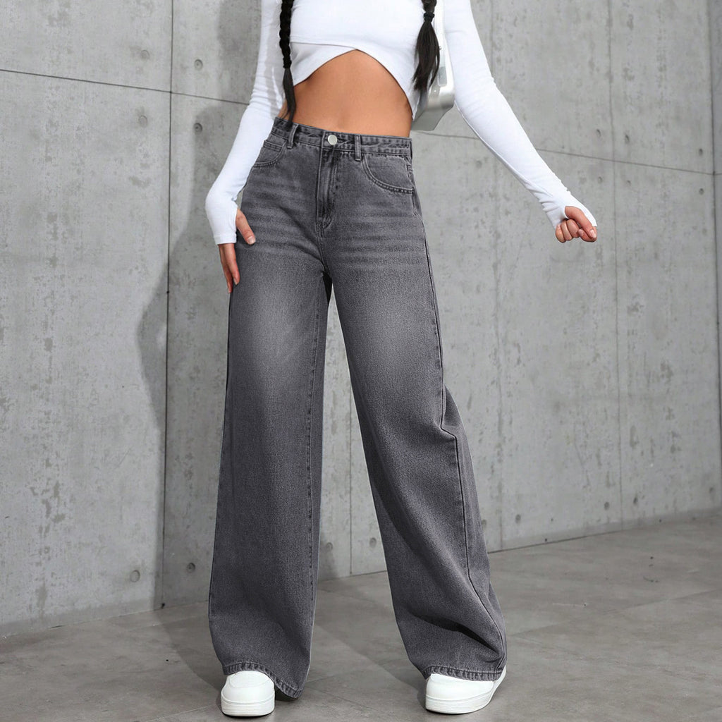 Washed Wide-leg Jeans